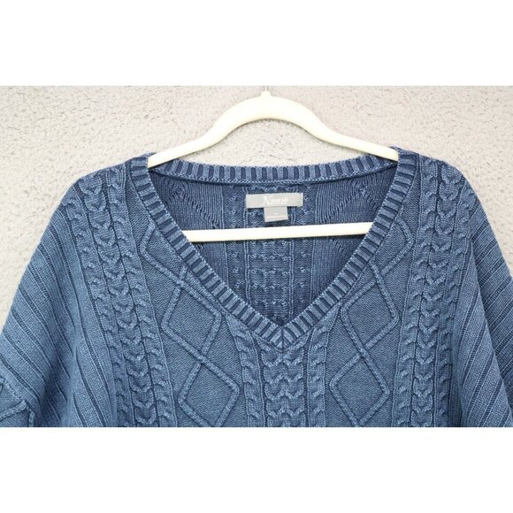 Natural Relections Blue Distressed Cable Knit Sweater-Size XL - Picture 4 of 9